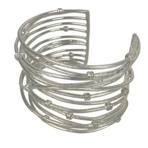 RIVKA Knotted Mina White Rhodium Cuff Bracelet - $229.